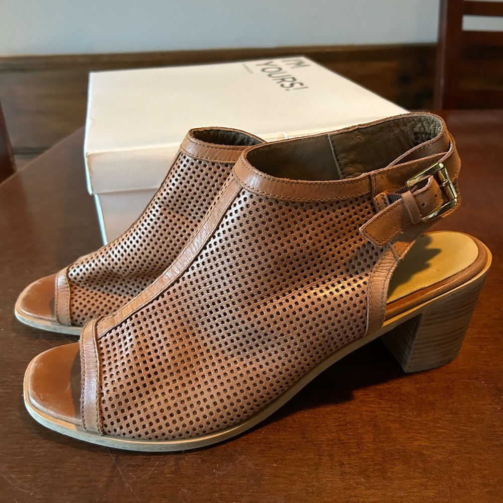 Brown Peep Toe Block Heel Sandals by Long Tall lSally